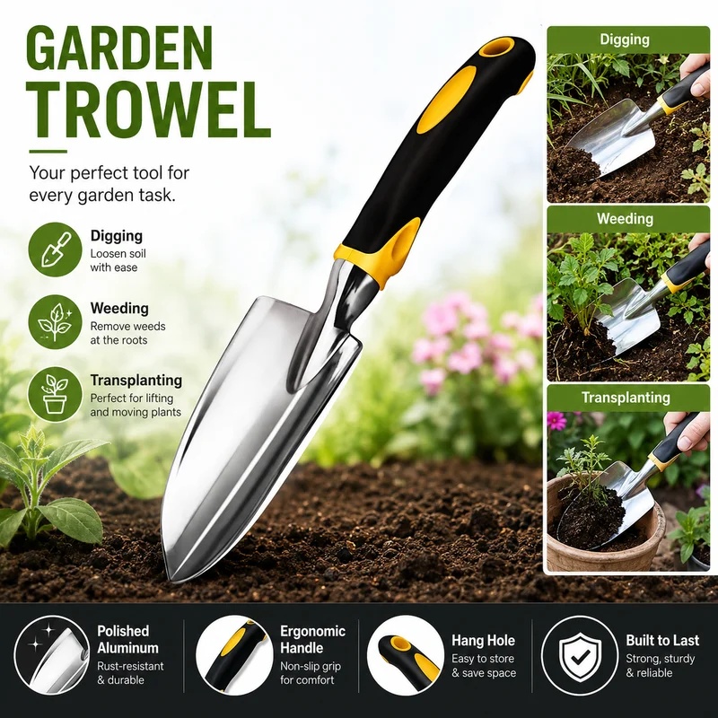 Gardening Tools Trowel - Cazzuola a Mano in Acciaio Inox